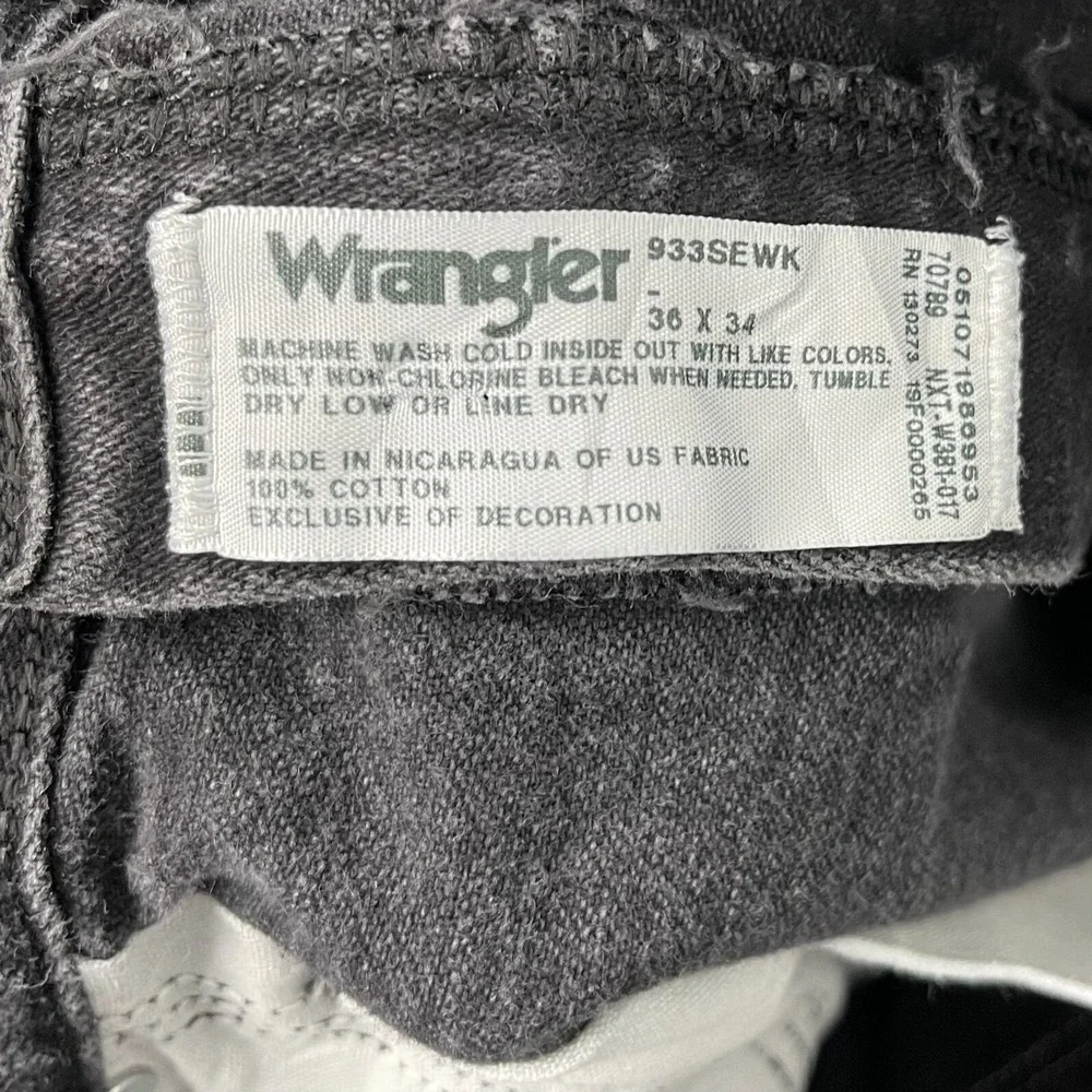 Vintage Wrangler Jeans 36x34 Black Pants 933 Silver Cowboy Western Fits 35x32‎